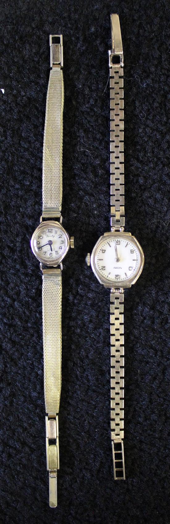 A ladies 9ct gold Rotary bracelet wrist watch + 1 other